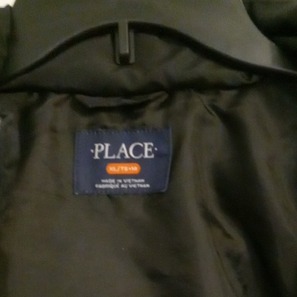 Boy's Black Puffer Lined Jacket Children Place Size XL 14 - Picture 4 of 6